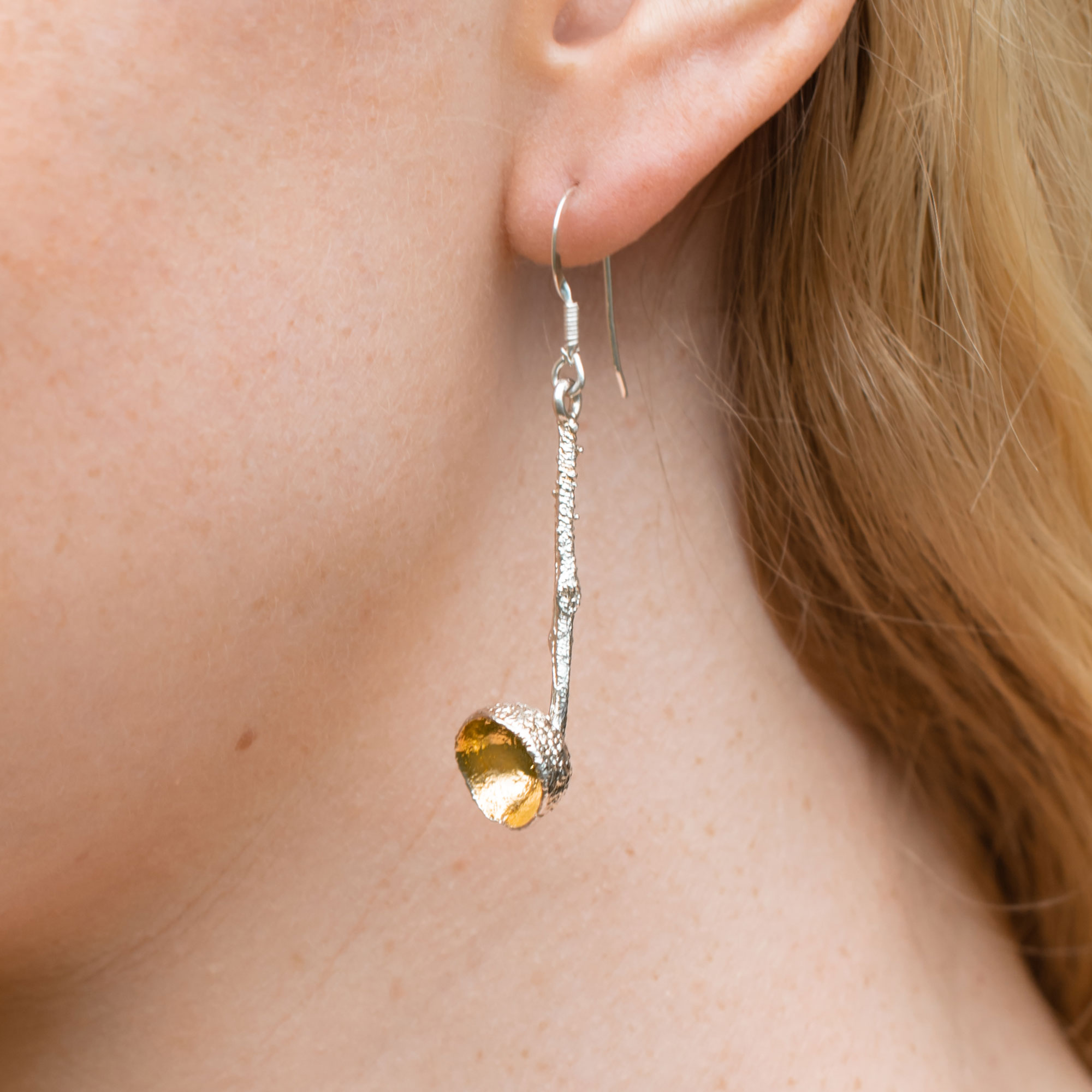 Handmade jewelry Chain link sterling silver earrings Dangle earrings Recycled silver Textured earrings Drop earrings