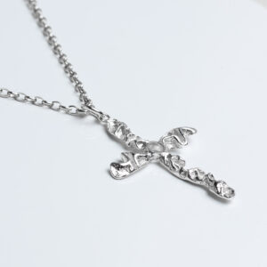 Sterling silver crucifix quince textured on chain