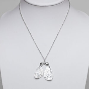 Sterling silver sycamore seed pendant on a chain