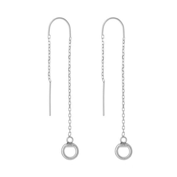Sterling silver threader earrings with fine chain and snaffle