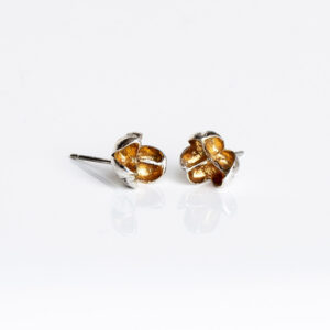 Handmade allium Earrings in silver with gold detail