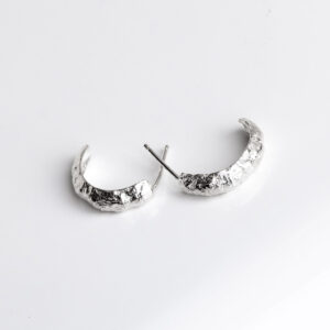 Half hoop earrings textured silver