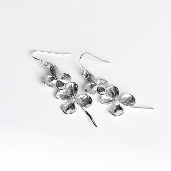 Two hydrangea buds sterling silver dangle earrings