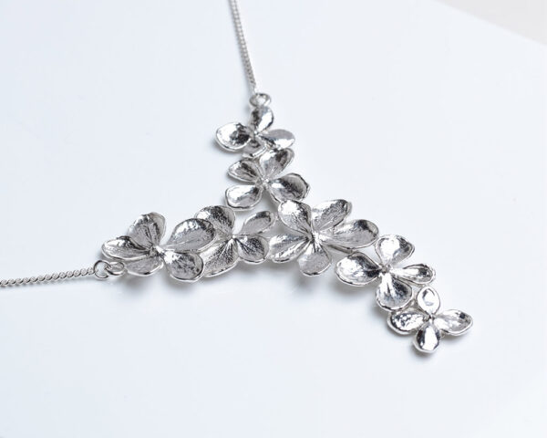 Sterling silver hydrangea necklace hand made spray of flowers