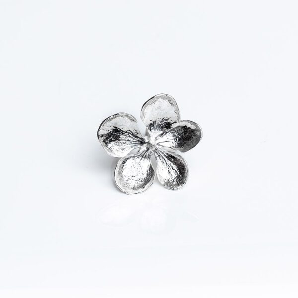 handmade sterling silver hydrangea flower bud ring on plain band