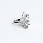 Sterling silver hydrangea flower ring on plain band