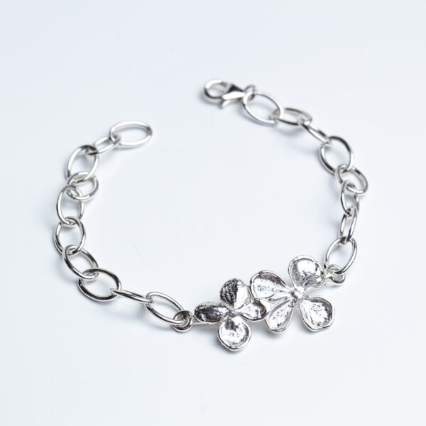 Sterling silver hydrangea flower bracelet on Chain