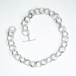 Chunky silver belcher chain handmade textured round hoops smooth inside