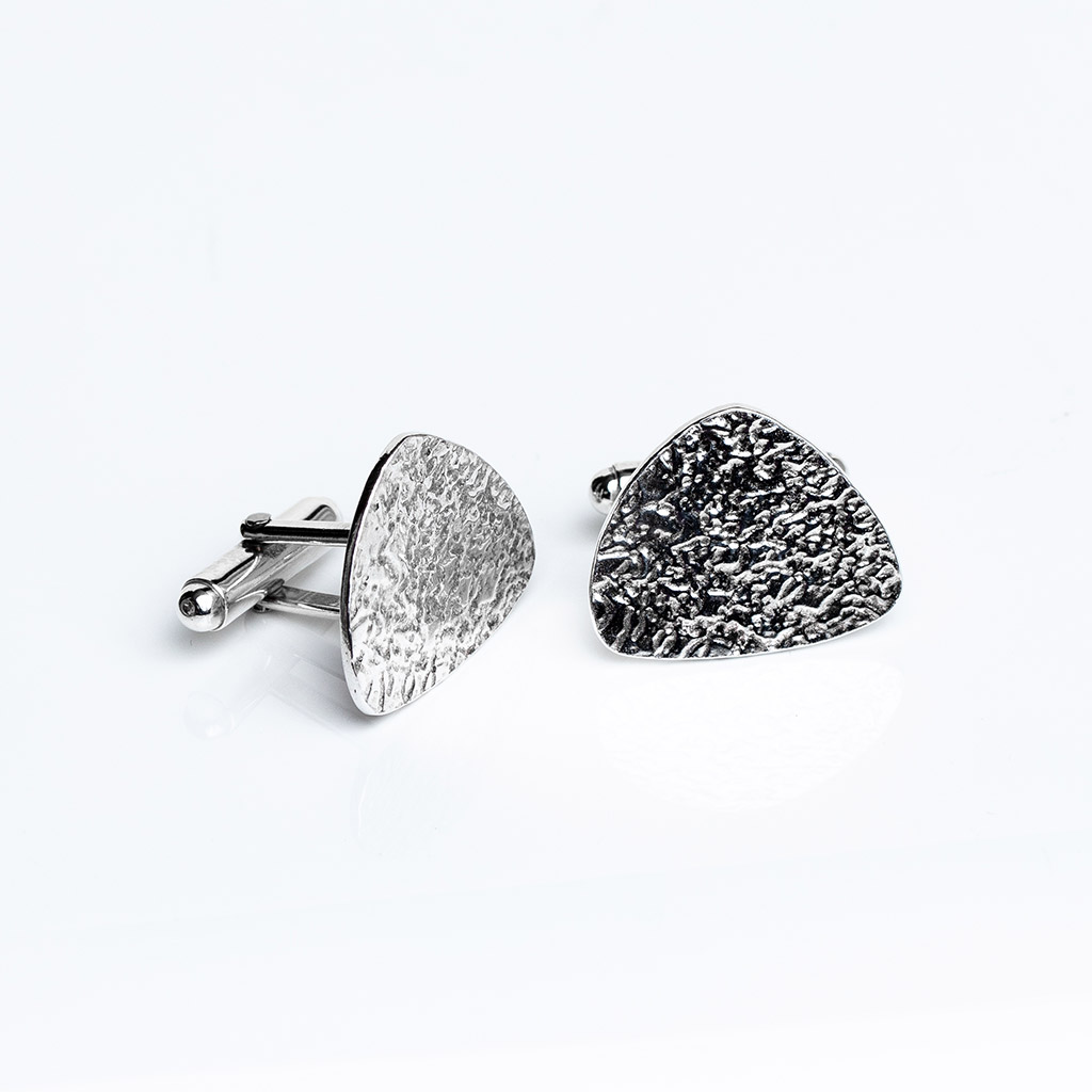 Textured Sterling Silver Triangle Cufflinks