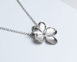 Hydrangea flower pendant on chain