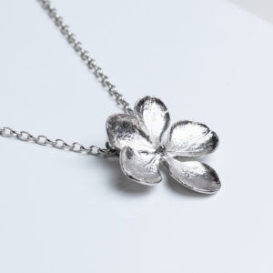 Hydrangea flower pendant on chain