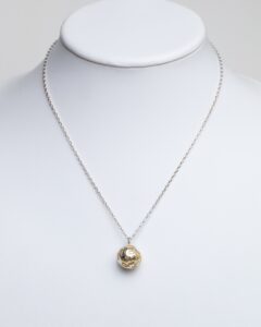 Silver Etched ball pendant with gold