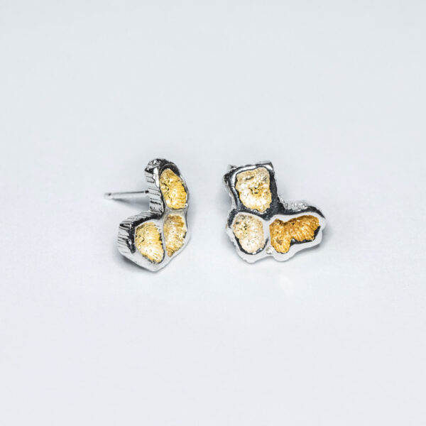 Silver coral earrings with gold Jane orton