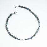 Cubed labradorite and silver bead necklace