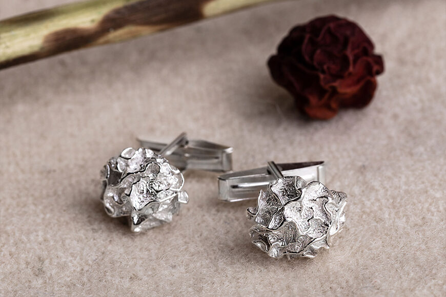 Quince textured Silver Cufflinks swivel arm