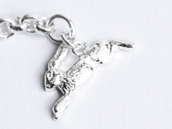 Sterling silver hare on the end of a beagle necklace