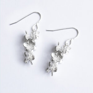 Sterling silver dangle hydrangea flower bud earrings
