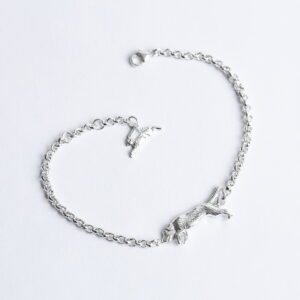 Handmade Sterling Silver Beagle bracelet with chain Janeorton.com