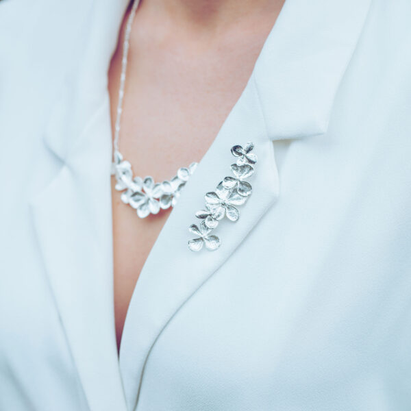 Sterling silver hydrangea flower necklace