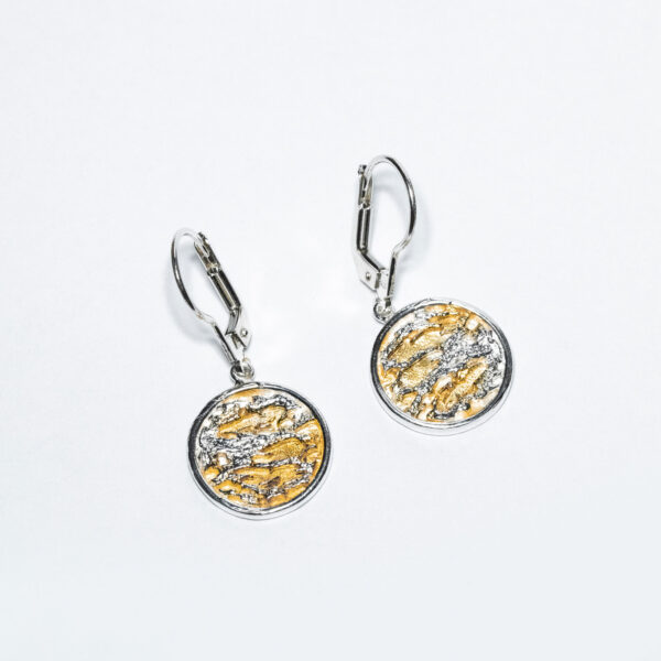 Cactus fibre textured silver handmade dangle earrings