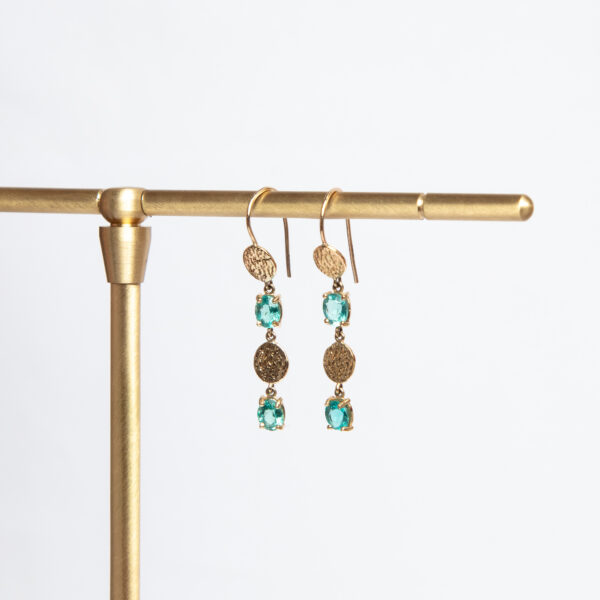 Gold-earrings-Paraibia -green-Apatite-earrings drop-dangle