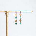 Gold-earrings-Paraibia -green-Apatite-earrings drop-dangle